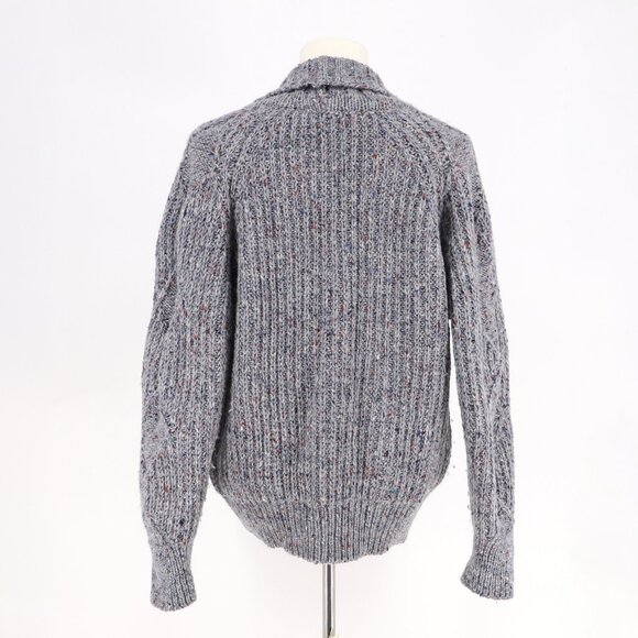 MALINMORE Men's Heavyweight Wool Double-breasted Cardigan Speckled Gray Size 42 - Picture 4 of 8